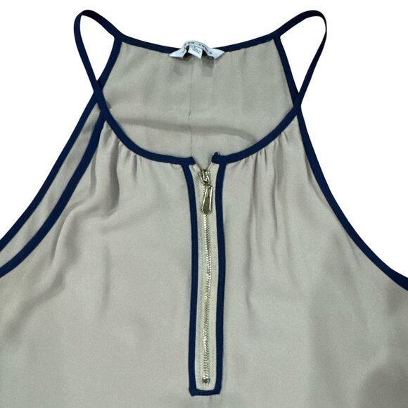 Naked Zebra Size L Womens Tank Top Blouse Shirt Beige Sleeveless Keyhole Layered - Picture 3 of 8